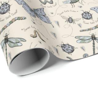 Soft Pastel Blue & Cream Boho Baby Bugs Kids Baby