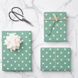 Soft Pastel Color Mint Green and White Polka Dots   Sheets