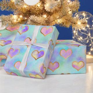 Soft Pastel Colors With Gold Hearts
