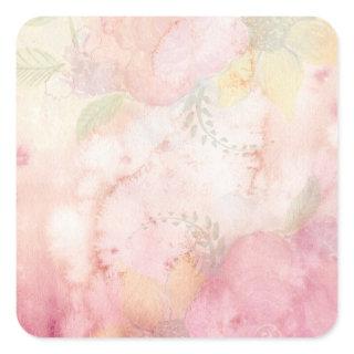 Soft Pastel Pink Green Watercolor Tie-Dye Pattern Square Sticker