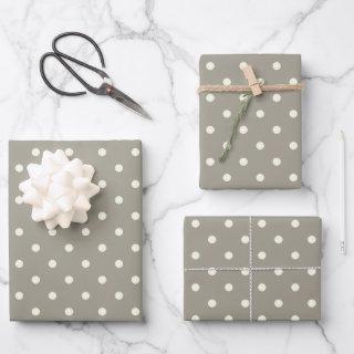 Soft Pebble Grey & White Polka Dots Trendy Pattern  Sheets