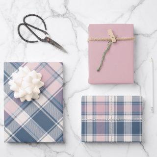 Soft Pink, Blue & Cream Plaid  Sheets