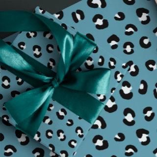 Soft Teal, Black and White Leopard Print Pattern  Sheets