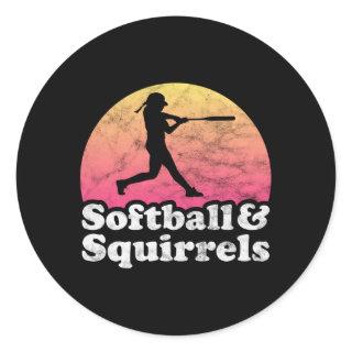 Softball And Squirrels Or Squirrel Classic Round Sticker