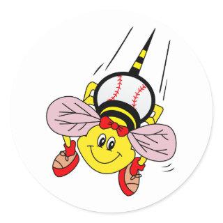 Softball Bee Classic Round Sticker