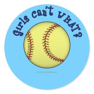 Softball-Blue Classic Round Sticker