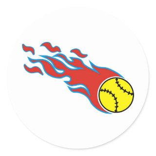 Softball fireball classic round sticker