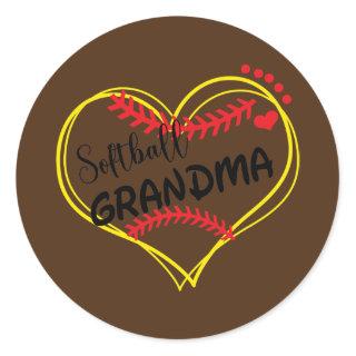 Softball Grandma For Women Grandmother's Lover  Classic Round Sticker