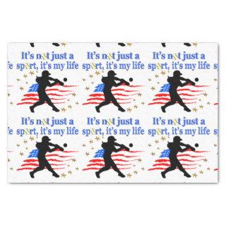 SOFTBALL IS MY LIFE USA PATRIOTIC DESIGN TISSUE PAPER