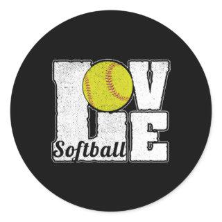 SOFTBALL LOVE CLASSIC ROUND STICKER