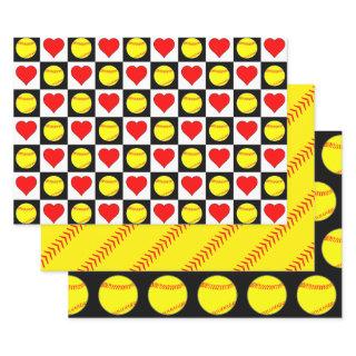 Softball Player Team Party Three Matching Gift  Sheets