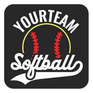 Softball Team Player ADD NAME Personalized League Square Sticker