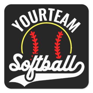 Softball Team Player ADD NAME Personalized League Square Sticker