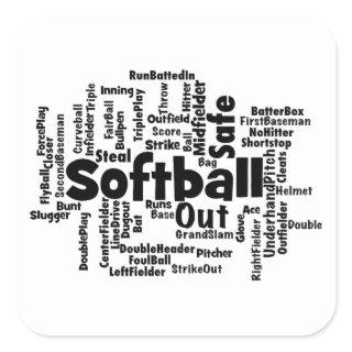 Softball Word Cloud Square Sticker