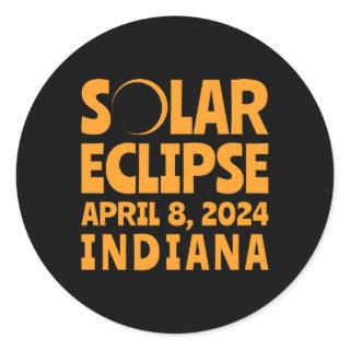 Solar Eclipse 2024 Indiana Classic Round Sticker