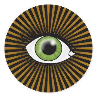 Solar Green Eye Classic Round Sticker