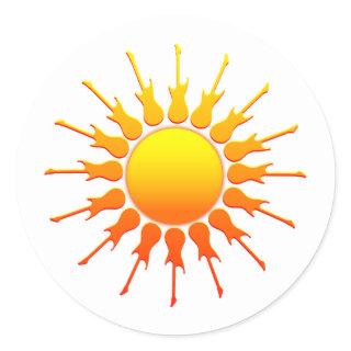 Solar Rock, Sun With Guitar Rays With Shading Classic Round Sticker