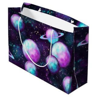 Solar System Glow | Cosmic Blue Purple Pink Planet Large Gift Bag