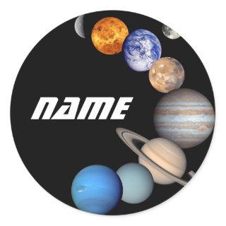 Solar System Montage JPL Photos - Customize Name Classic Round Sticker