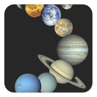Solar System Montage Square Sticker