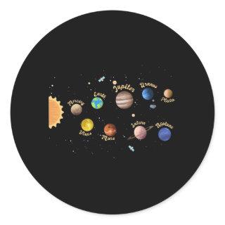 Solar System Planets Kids Knowledge Outer Space Classic Round Sticker