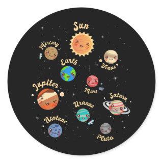 Solar System Planets Kids Knowledge Outer Space Classic Round Sticker