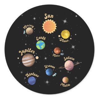 Solar System Planets Kids Knowledge Outer Space Classic Round Sticker