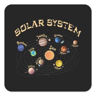 Solar System Planets Kids Knowledge Outer Space Square Sticker