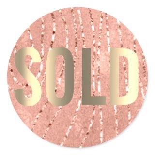 Sold Out Glitter Blush Faux Gold Real Estate Agent Classic Round Sticker