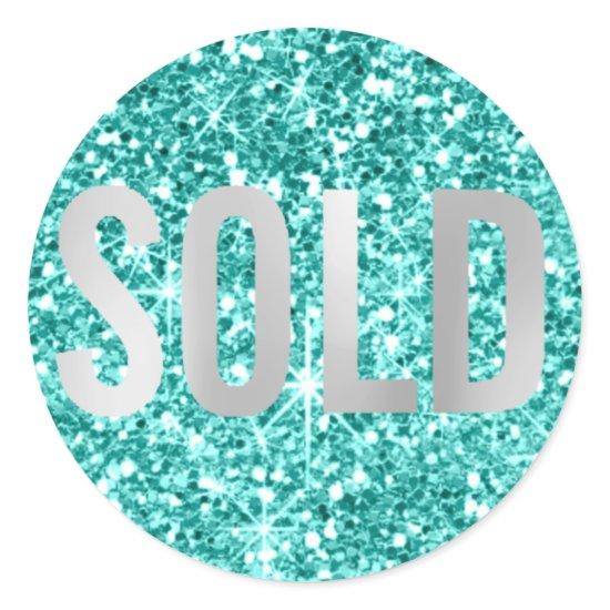Sold Out Glitter Silver Gray  Real Estate Agent Classic Round Sticker