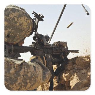 soldier engages enemy forces square sticker