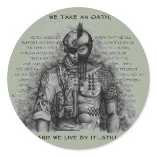 Soldier Warrior - Oath Customize Background Color Classic Round Sticker