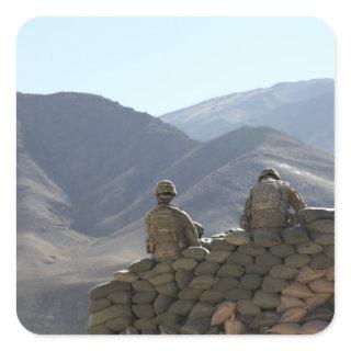 soldiers run communications equipment square sticker