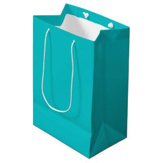 Solid color plain bright turquoise medium gift bag
