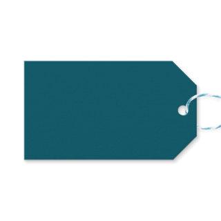 Solid color plain teal peacock gift tags