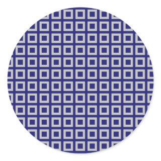 Solid Midnight Blue Square Shapes Classic Round Sticker