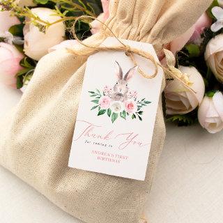Some Bunny Blush Pink Floral Thank You Birthday Gift Tags