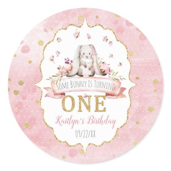 Some Bunny is Turning One 1st Birthday Favor Classic Round Sticker