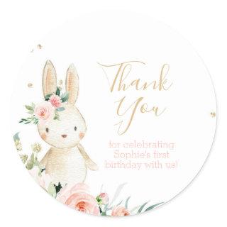 Some Bunny is Turning One Birthday Thank You Favor Classic Round Sticker