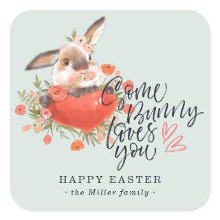 Some Bunny Loves You | Easter Bunny Heart Square Sticker