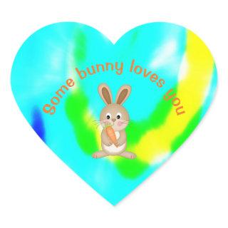 Some Bunny Loves You Easter Rabbit TieDye Heart Sticker