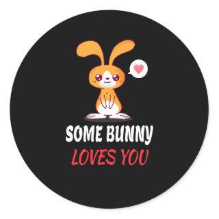 Some Bunny Loves You In Partnership Classic Round Sticker