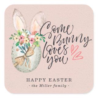 Some Bunny Loves You | Speckled Egg Easter Square Sticker