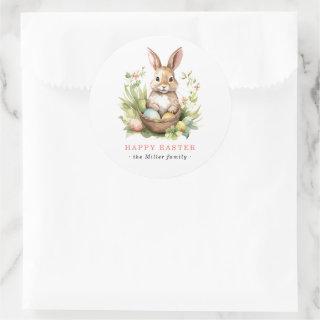 Some Bunny Loves You | Spring Floral Easter Bunny Classic Round Sticker
