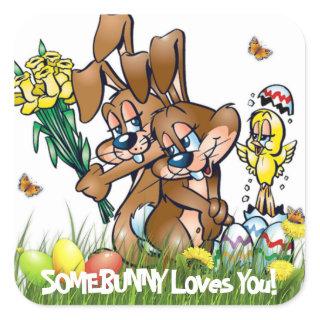 Somebunny Loves You - Easter Square Sticker
