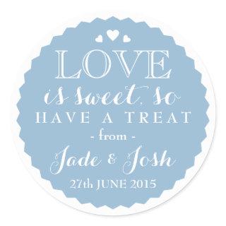 Something Blue Love is Sweet Bottlecap Style Favor Classic Round Sticker