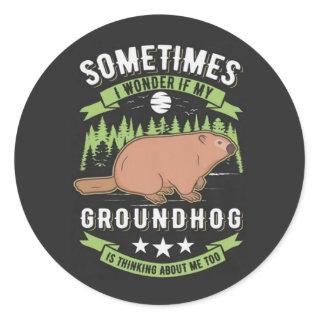 Sometimes I Wonder Groudhog Day Classic Round Sticker