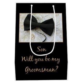 Son  Please be my Groomsman - invitation Medium Gift Bag