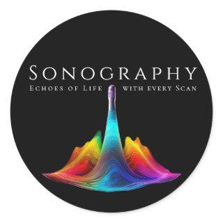 Sonography-Colorful Ultrasound Waves Classic Round Sticker