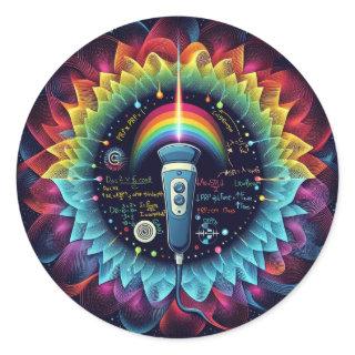Sonography-Colorful Ultrasound Waves-Physics Classic Round Sticker